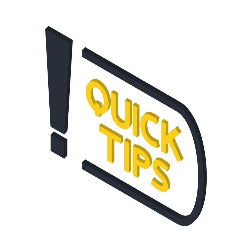 Quick tips, helpful tricks, tooltip, hint for website. Abstract isometric banner with useful information, idea or advice. Vector icon of solution, advice. Helpful idea, solution