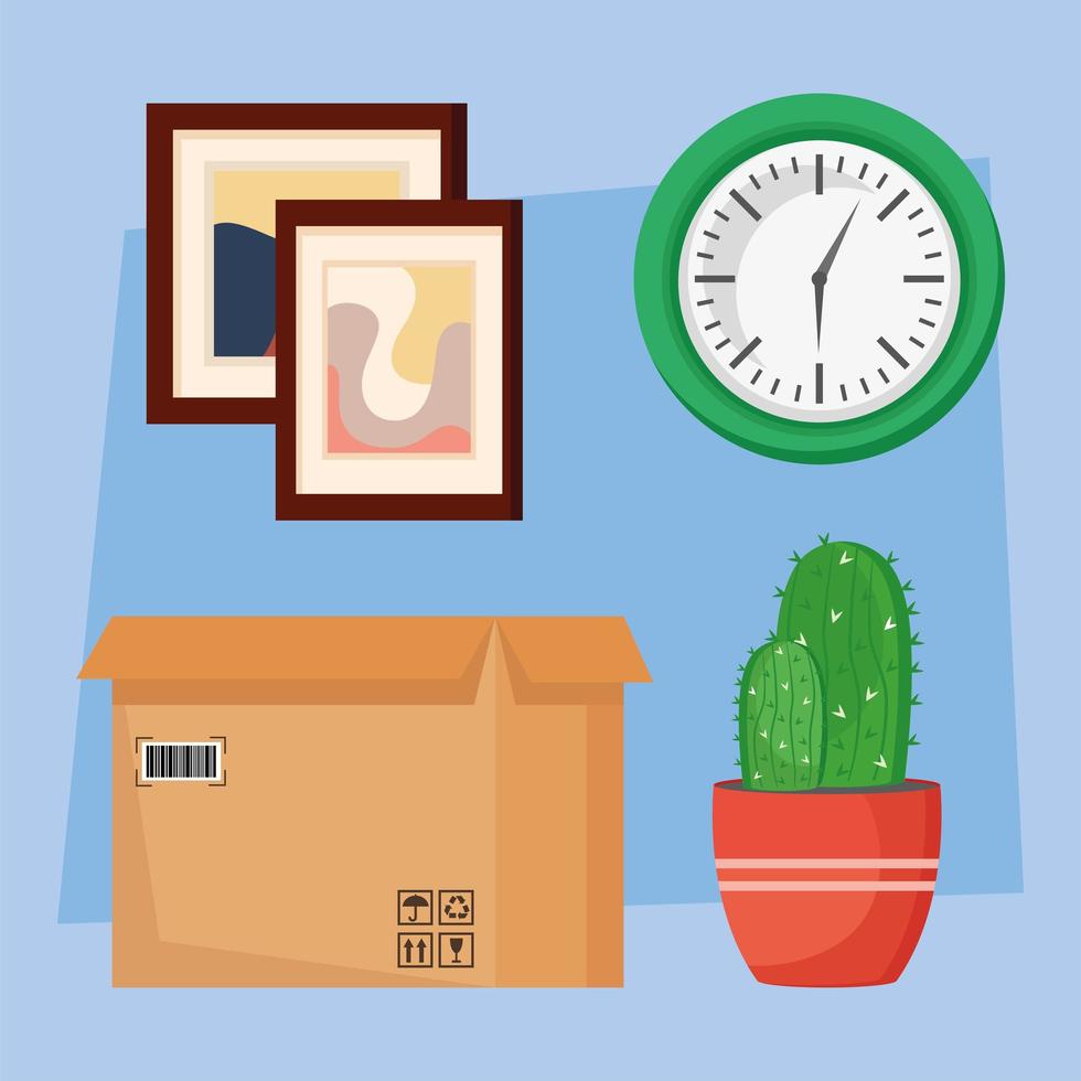 four moving house icons vector