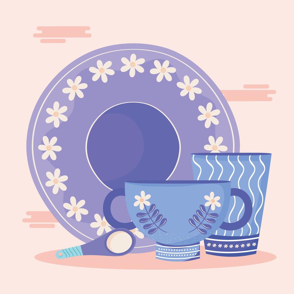 tableware and ceramic dishes vector