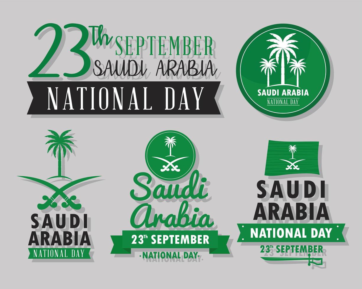 icons of saudi arabia independence vector