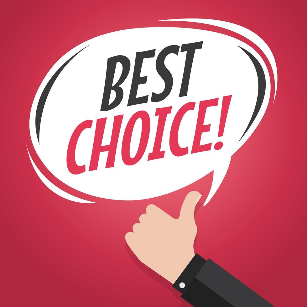 Best choice cartoon speech bubble with thumb up. vector