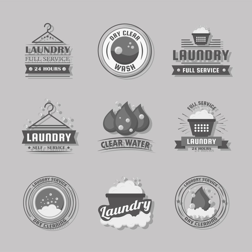 Laundry nine stamps vector