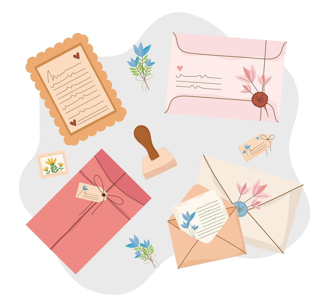 letters, cards and envelopes vector