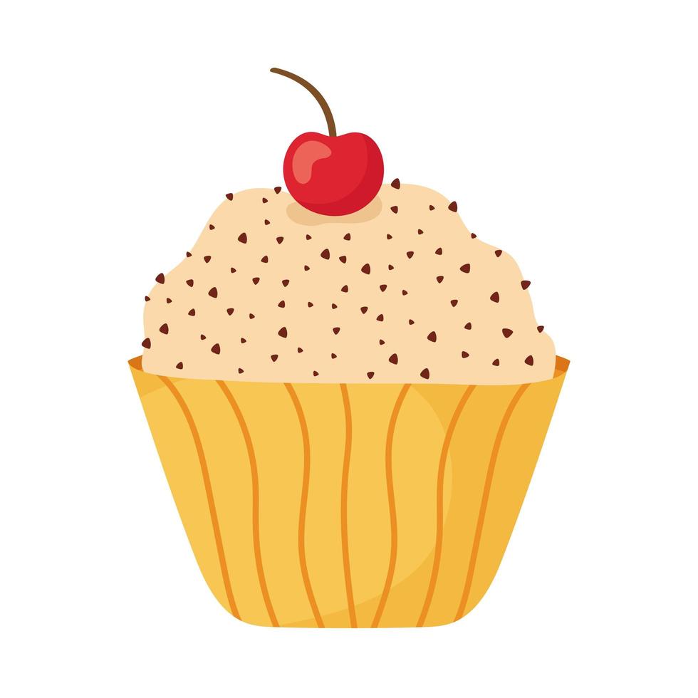 cherry decorated cupcake vector