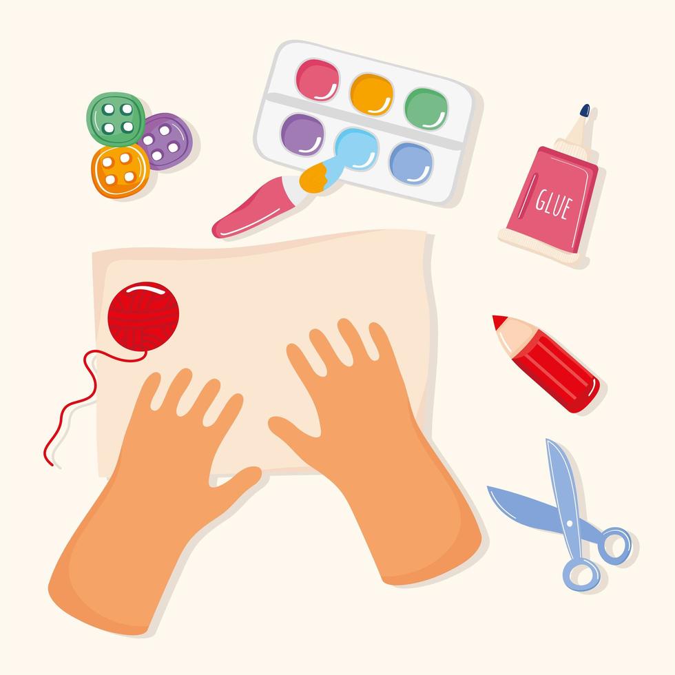 hands with workshops icons vector