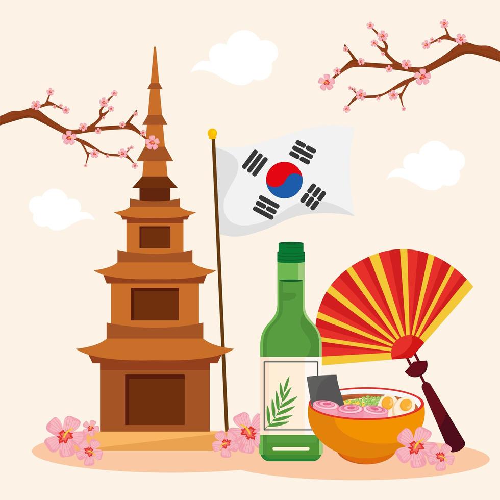 korea country icons vector