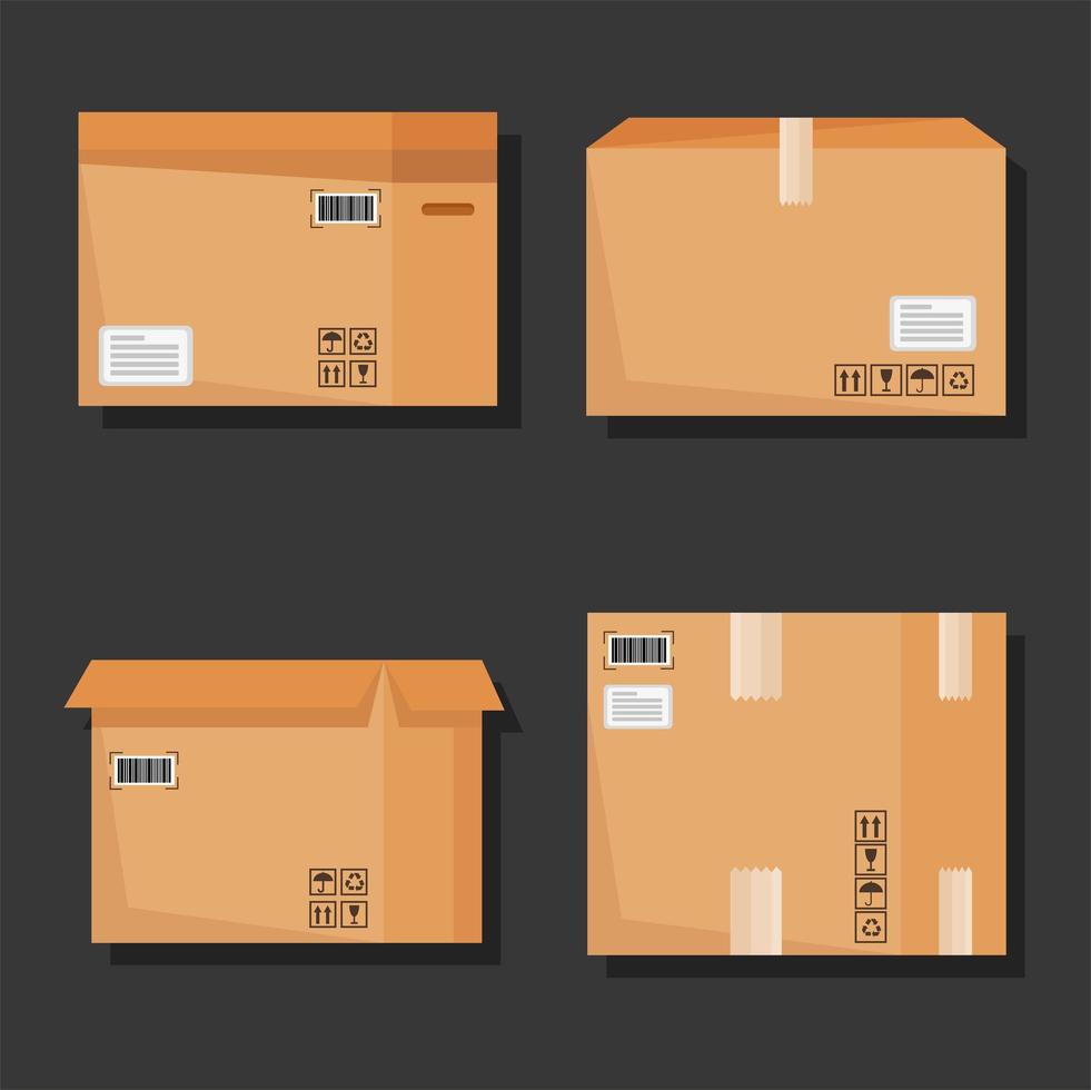 set of carton boxes vector