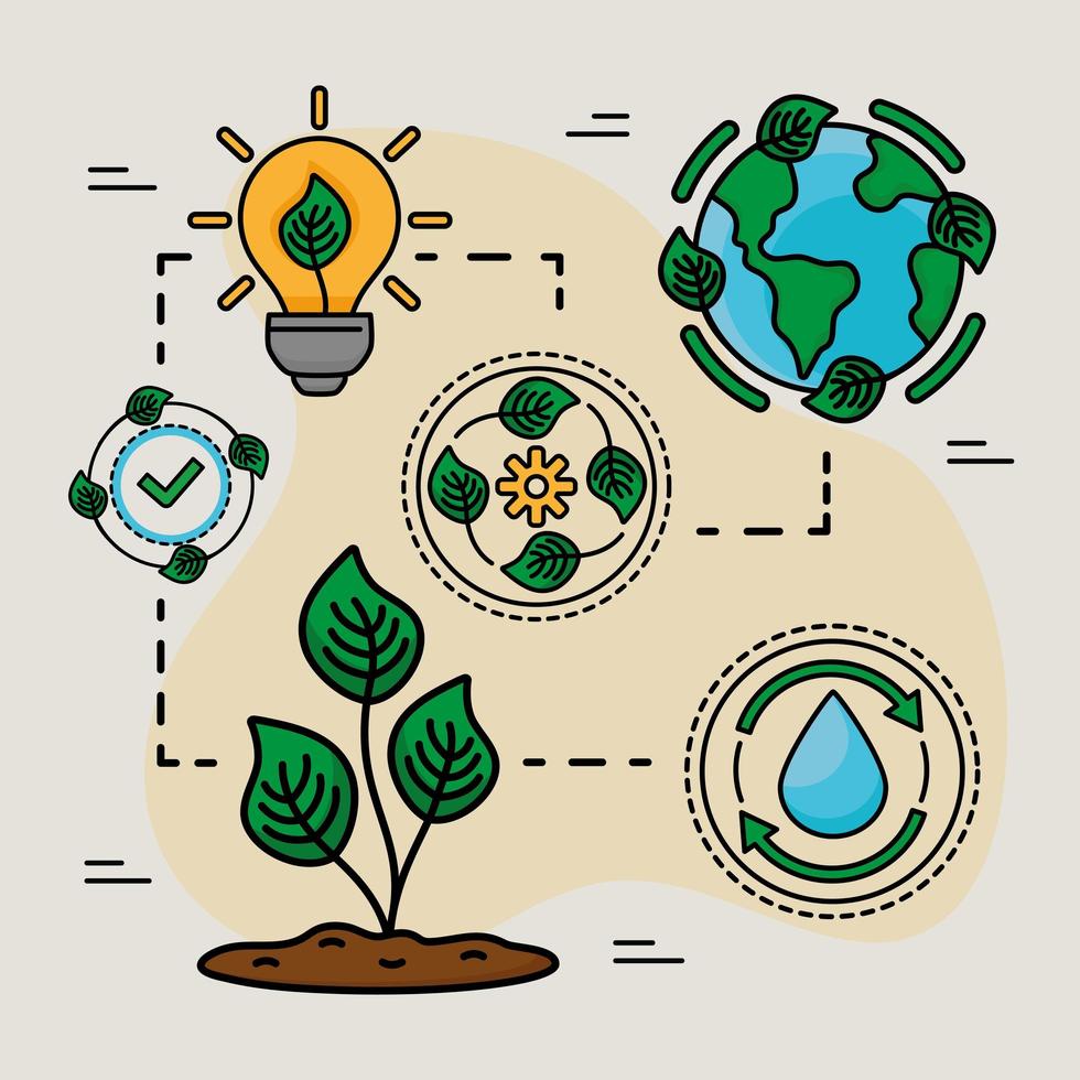 seis iconos de ecología vector