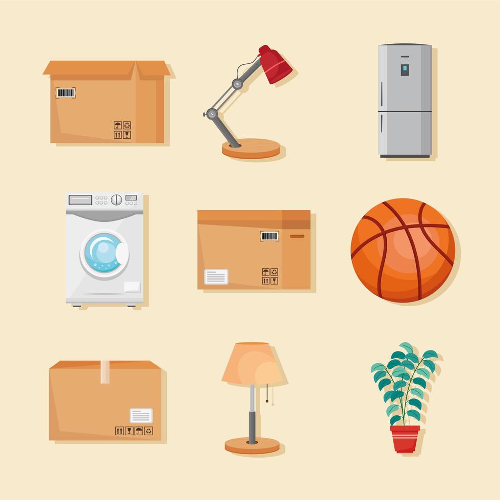 nine moving out icons vector