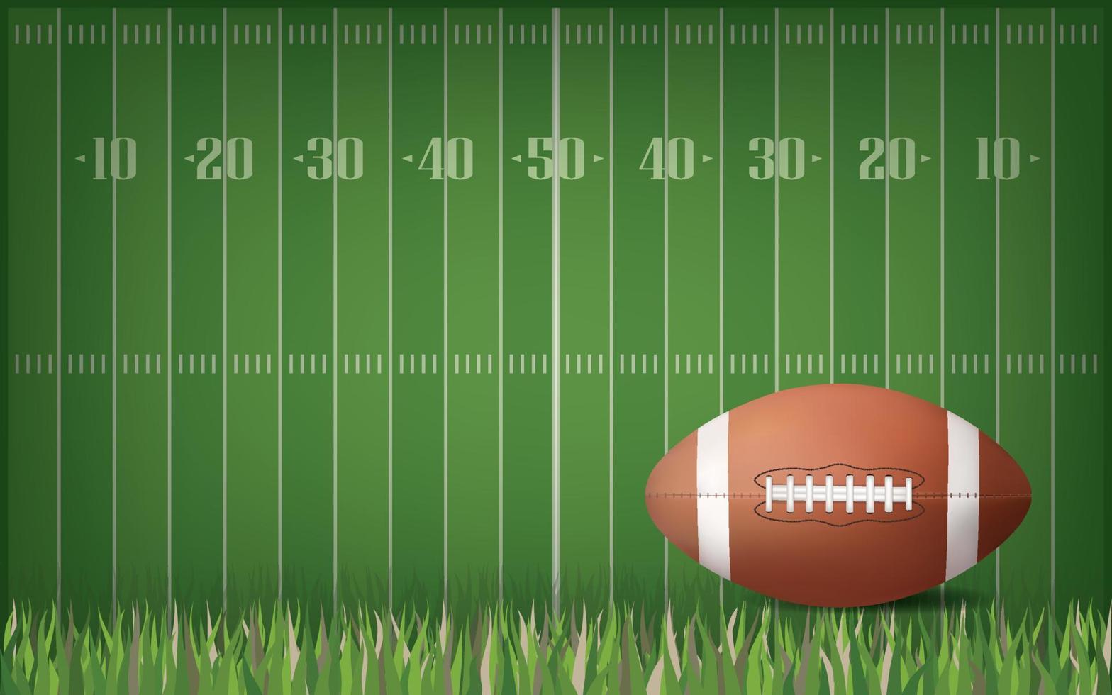 American football ball with green field pattern background. Vector. vector