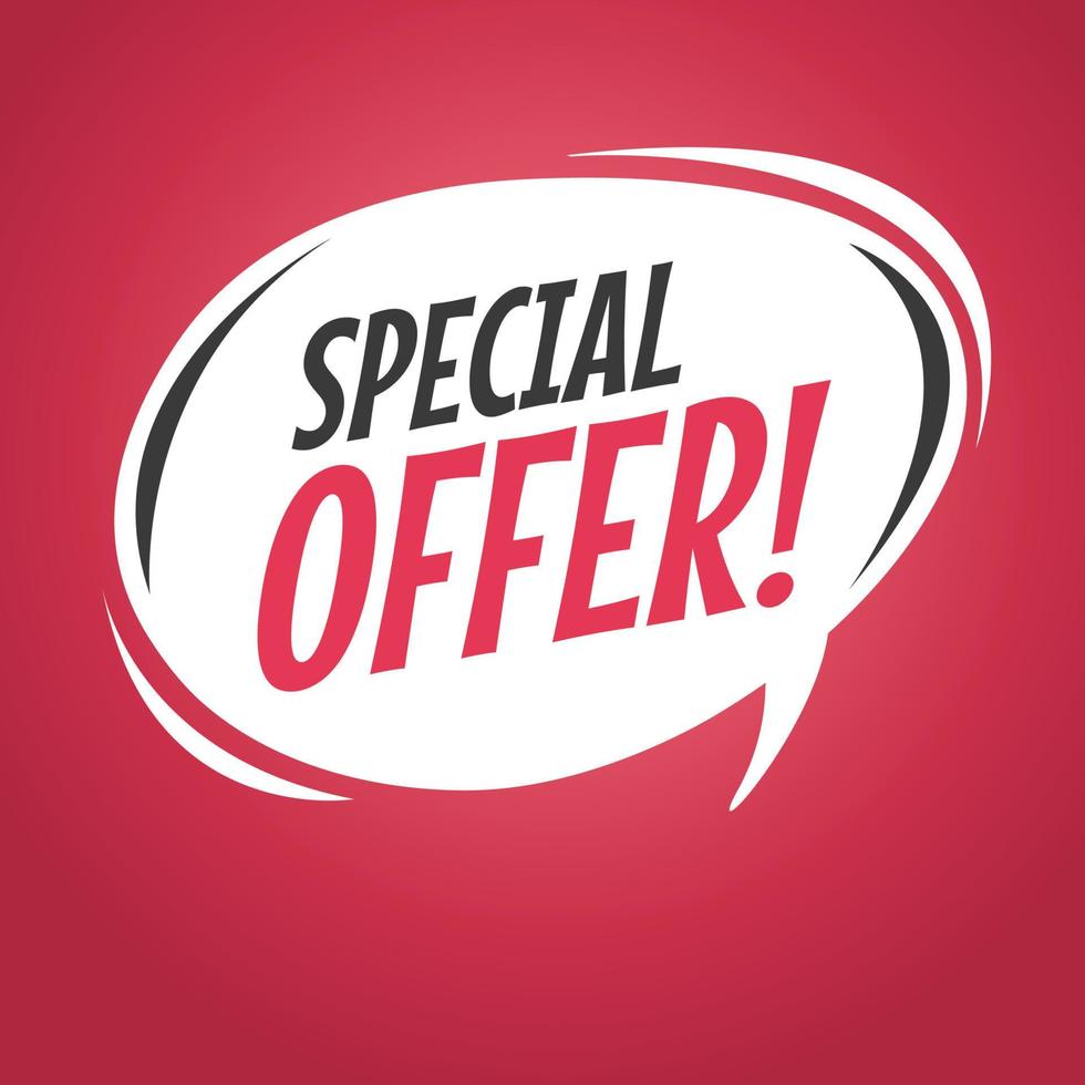 Special offer cartoon speech bubble. vector