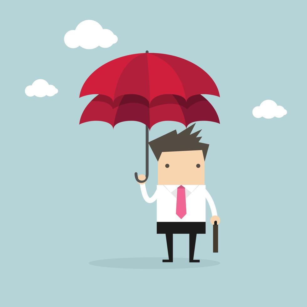 Businessman with double umbrella, Business Concepts. vector