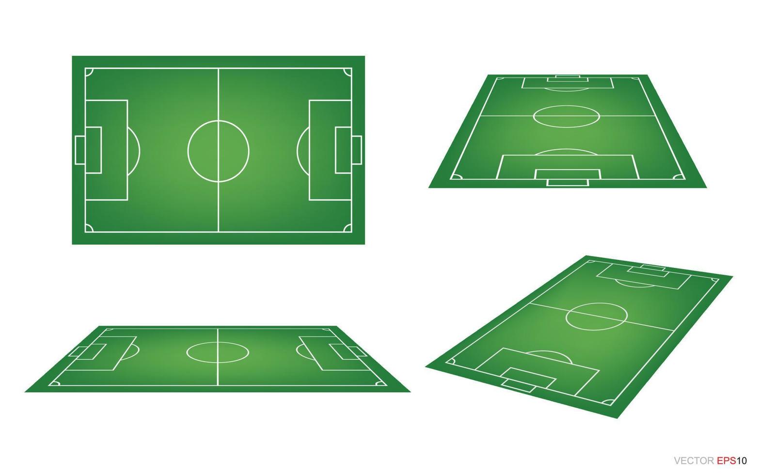 Set of soccer field or football field on white background. Perspective elements. Vector. vector