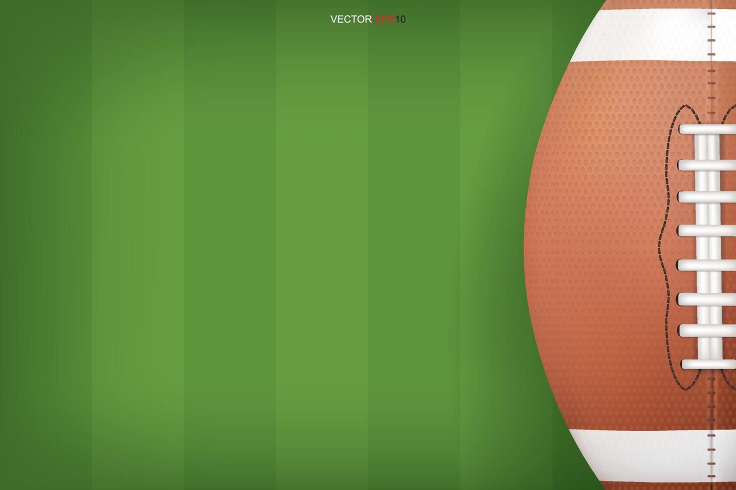 American football ball with green field pattern background. Vector. vector