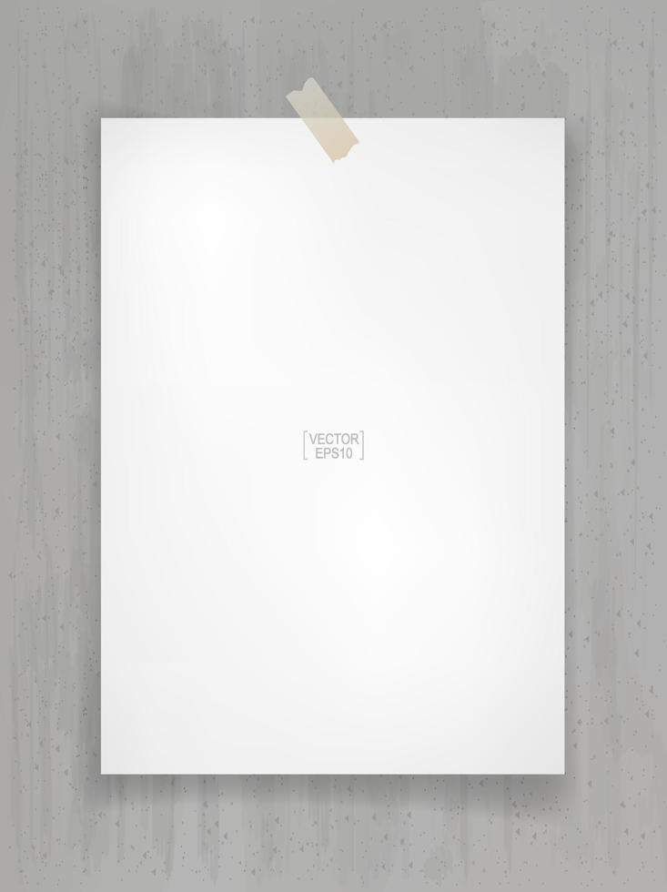 White paper stick on gray concrete background with soft shadow. Vector. vector