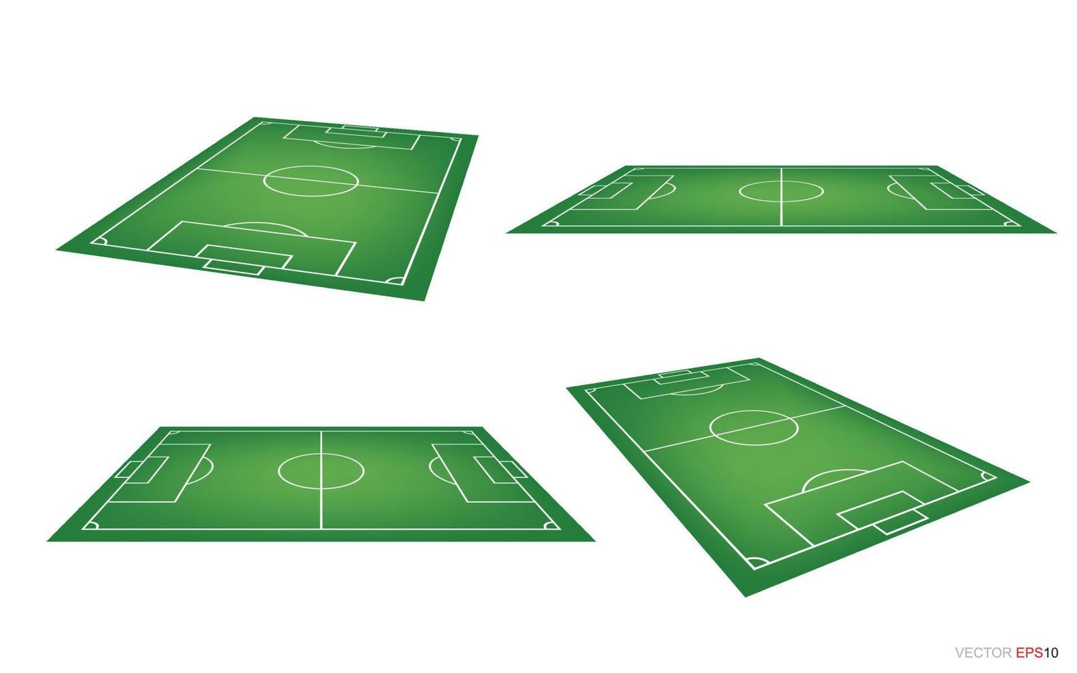 campo de fútbol o campo de fútbol de fondo aislado en blanco. elementos de perspectiva. vector corte verde para crear juego de fútbol. vector.