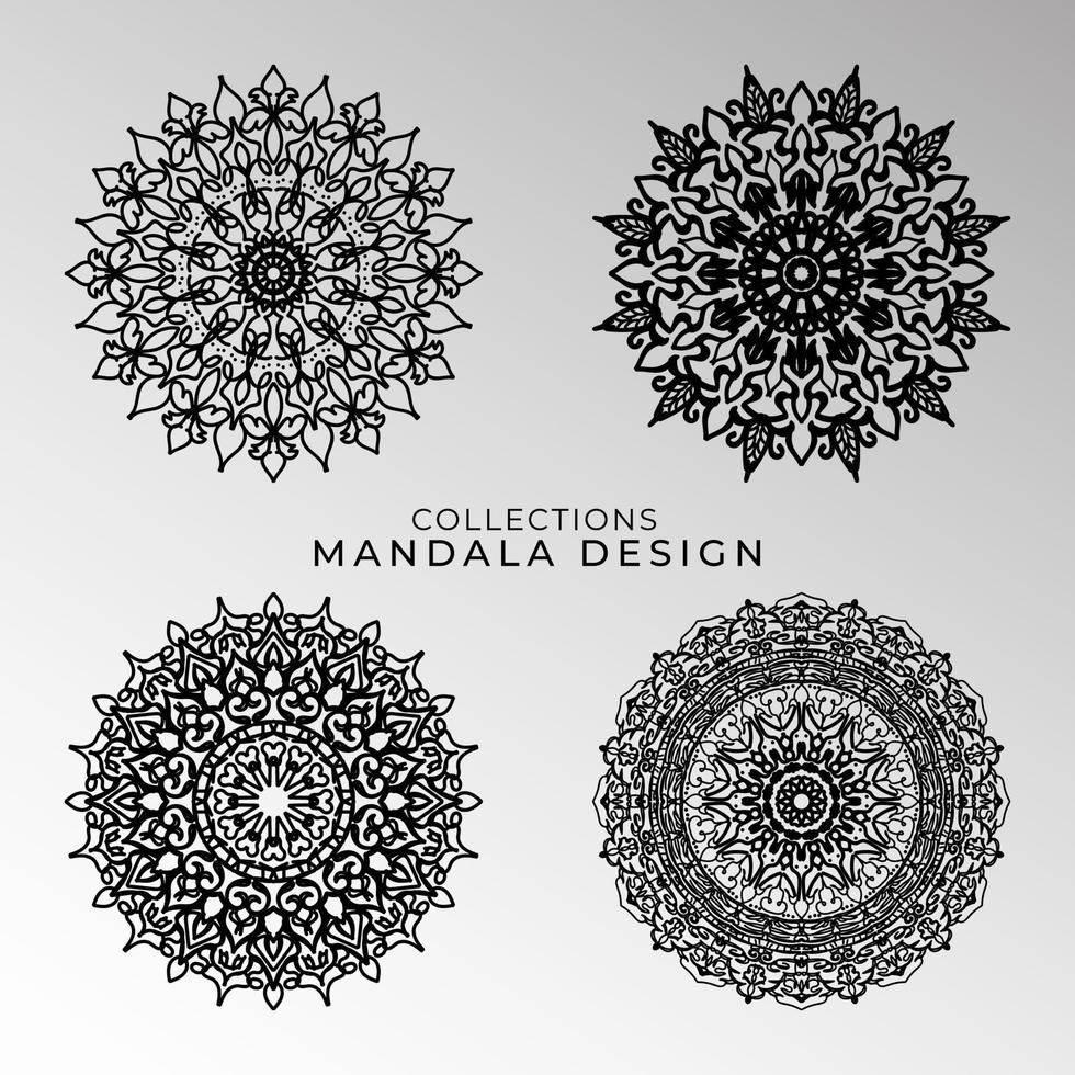 Collections Circular pattern in the form of a mandala for Henna, Mehndi, tattoos, decorations. Decorative decoration in ethnic oriental style. Coloring book page. vector