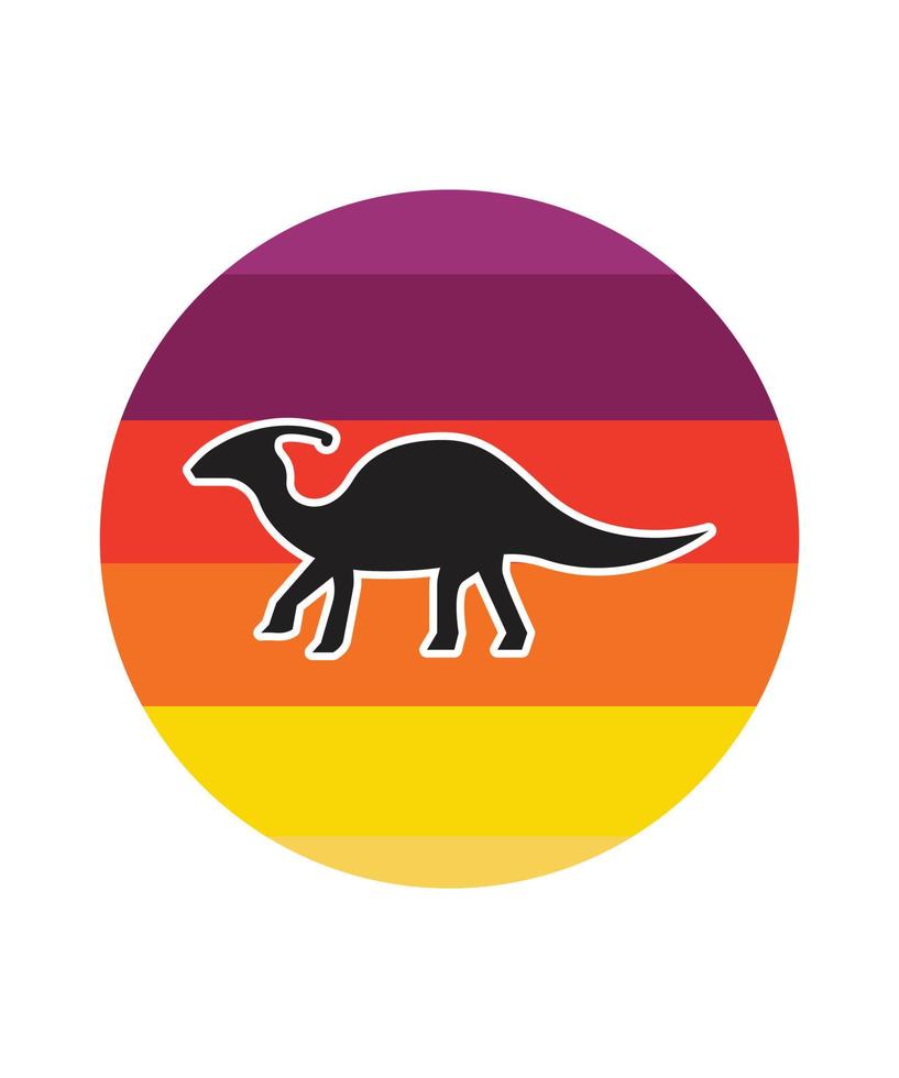 Dinosaurs Retro Sunset Design template vector