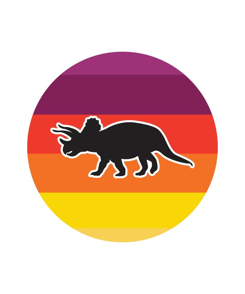 Dinosaurs Retro Sunset Design template vector