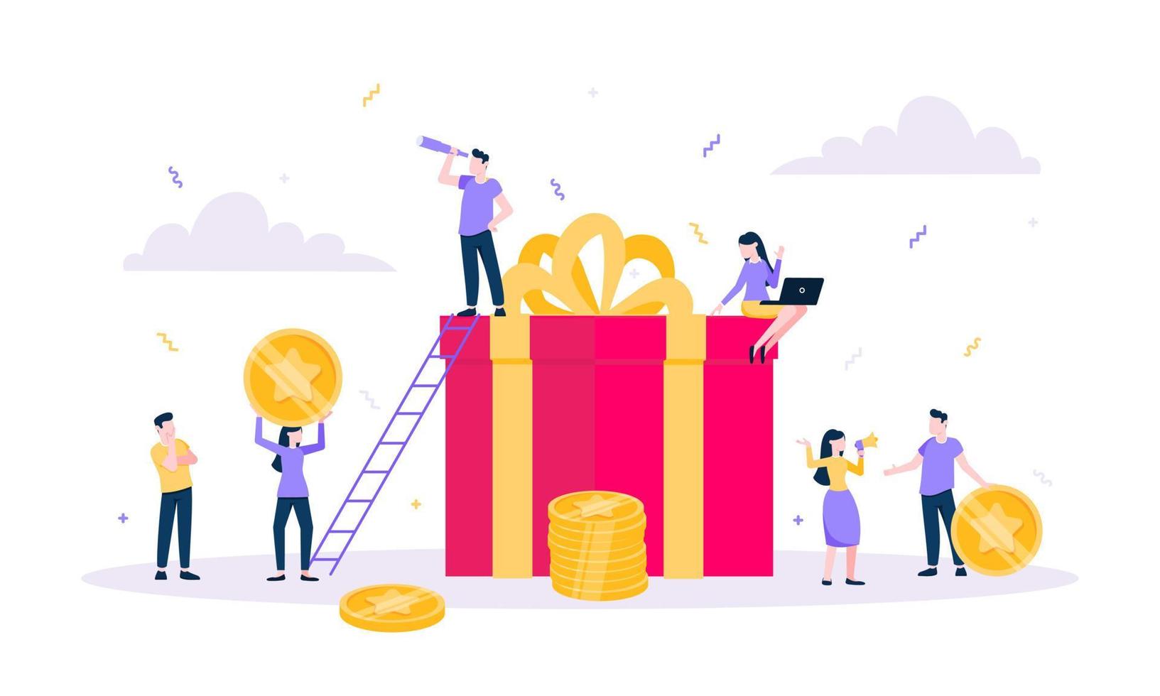 Online reward flat style design vector illustration business concept.