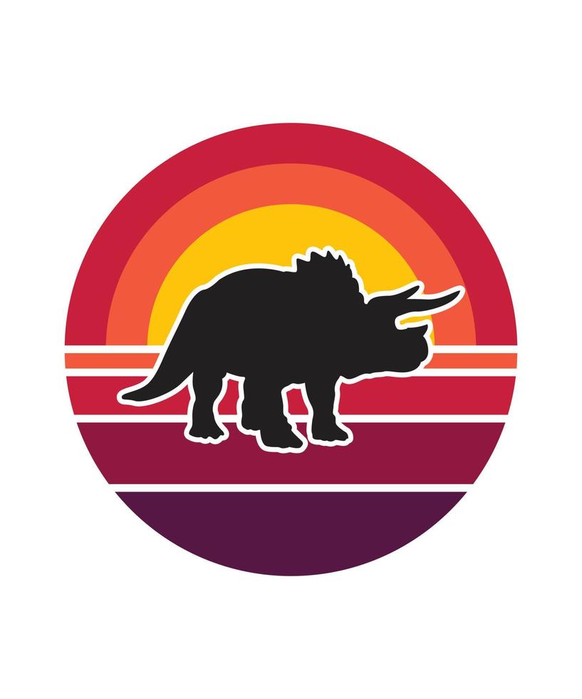 Dinosaurs Retro Sunset Design template vector