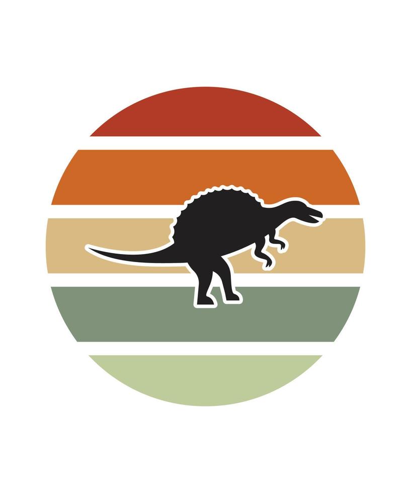 Dinosaurs Retro Sunset Design template vector