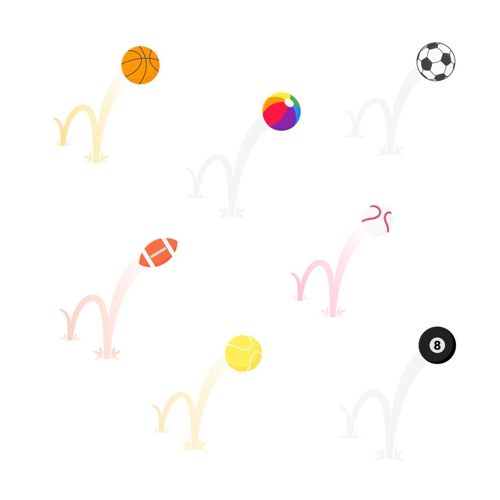 Bouncing sport game balls flat style design vector illustration