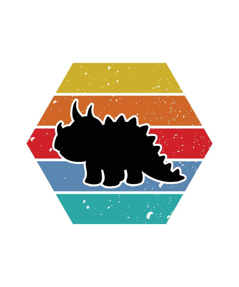 Dinosaurs Retro Sunset Design template vector