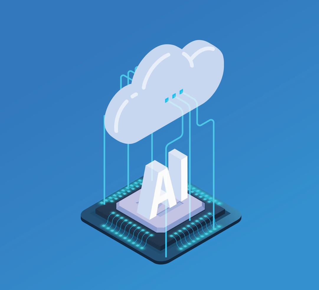 Cloud AI Isometric Composition vector