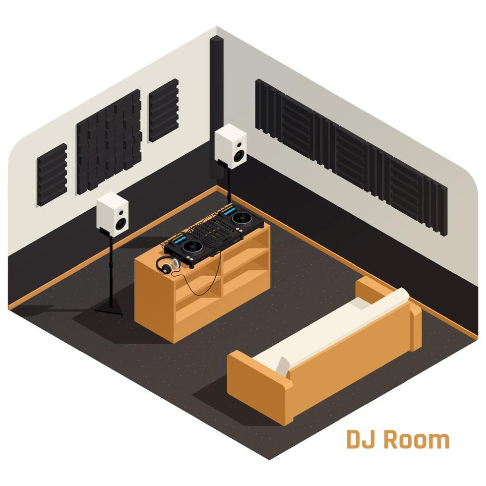 Dj Set Isometric Composition vector