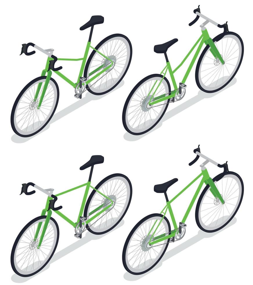 Road Bicycles Isometric Set vector