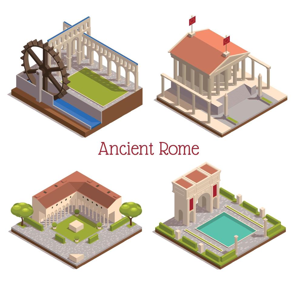 Ancient Rome Isometric Set vector