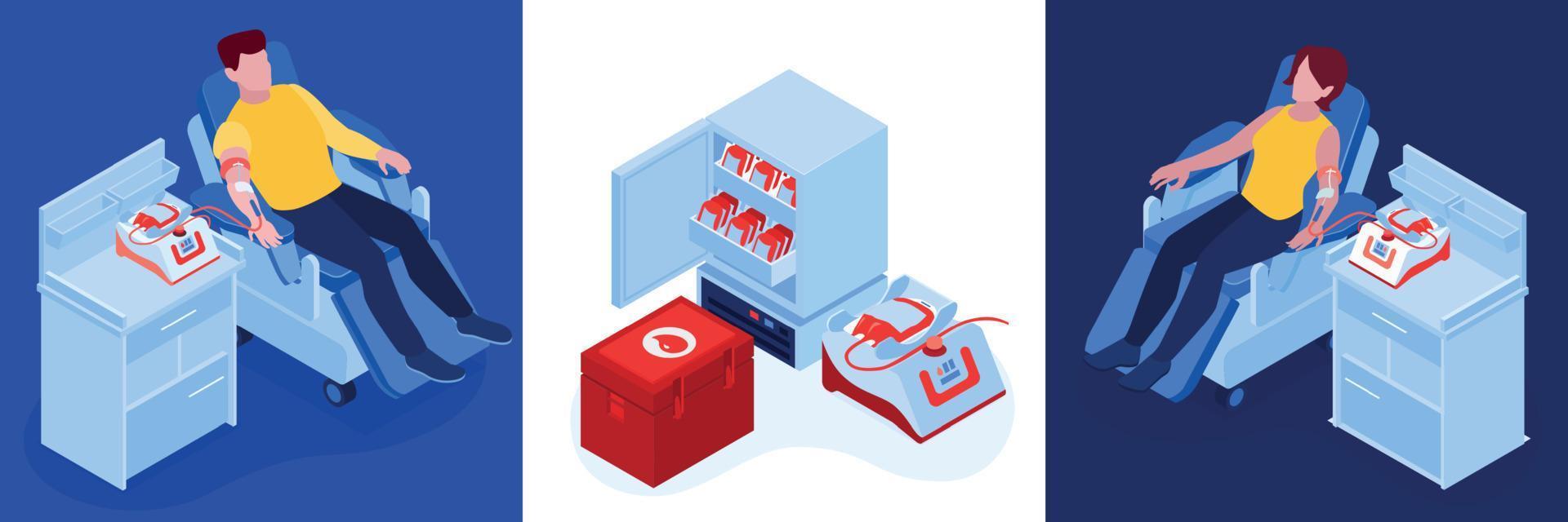 Blood Donor Isometric Concept vector