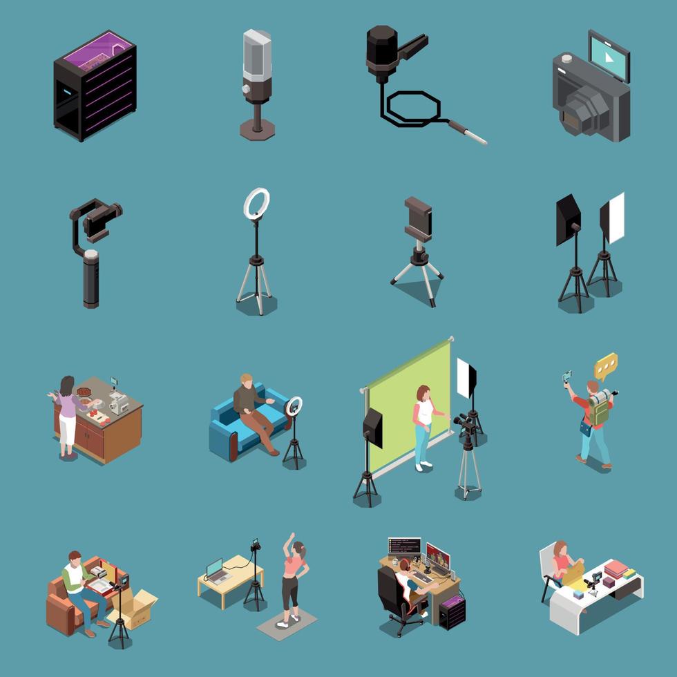 Vlogging Icons Set vector