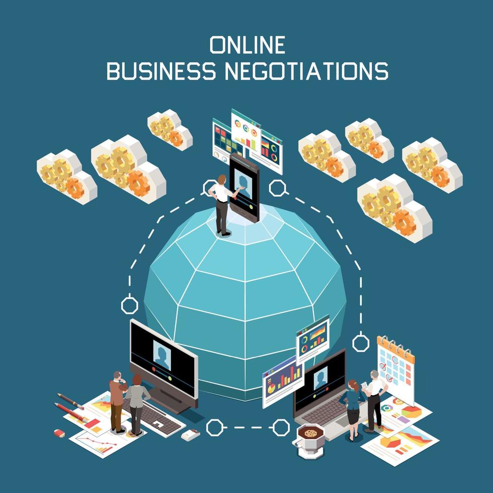 Online Business Negotiation Concept vector