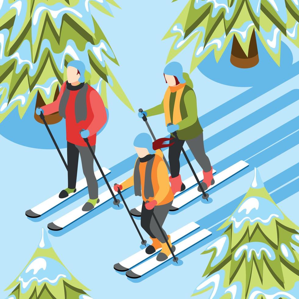 Winter Fun Isometric Background vector