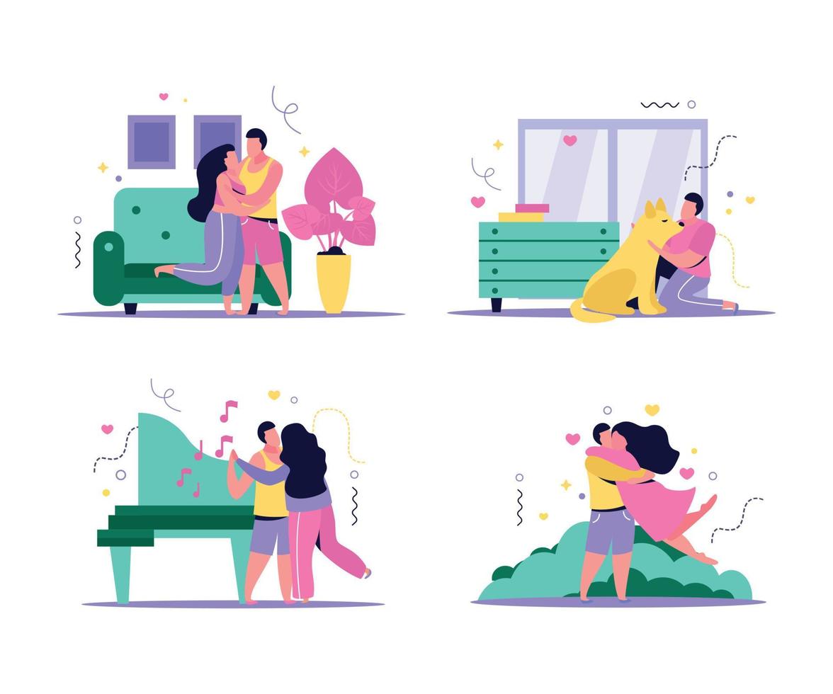 Hug Day Compositions Collection vector