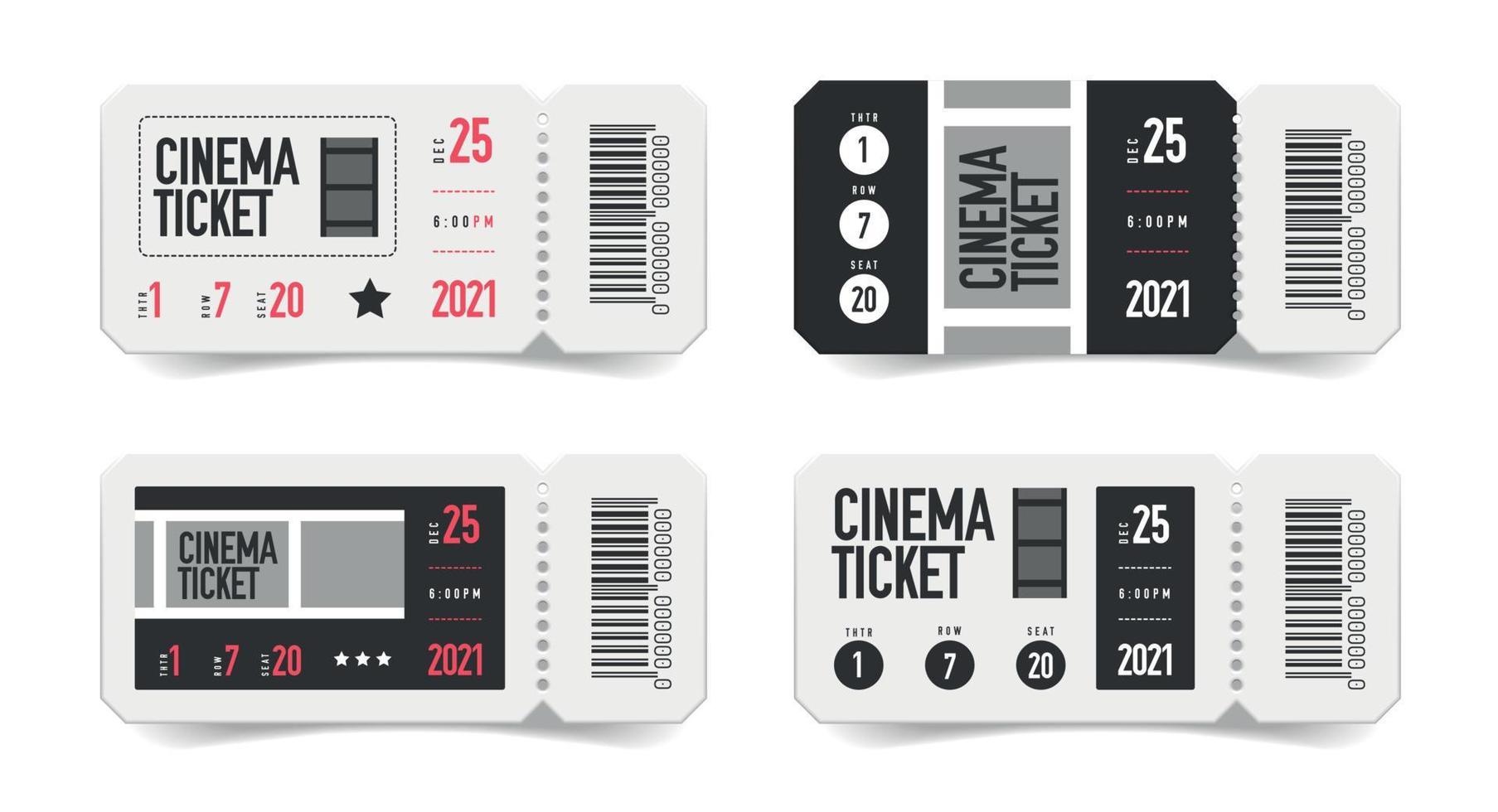 Cinema Tickets Realistic Set vector