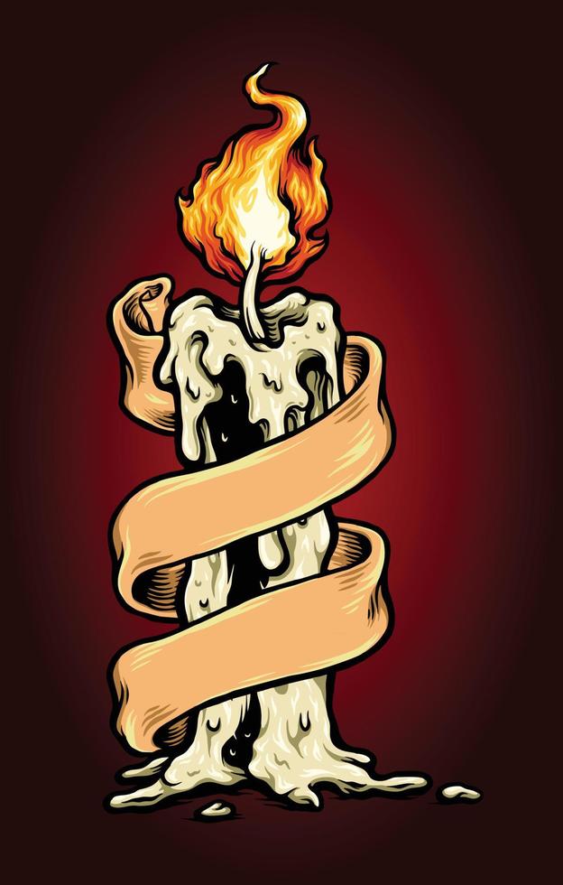 Candle Horror with Ribbon Illustrations vector