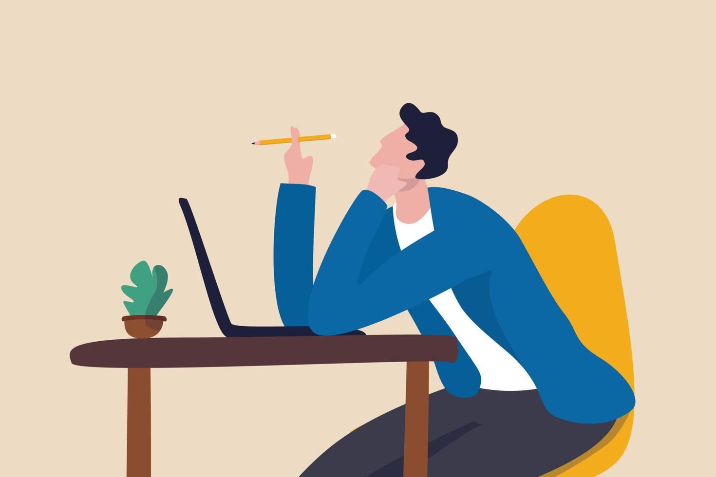 Boring office worker, exhausted or fatigue employee, afternoon slump or tired and burnout at work concept, sleepy businessman office worker hand on chin bored sitting low energy on his working desk. vector