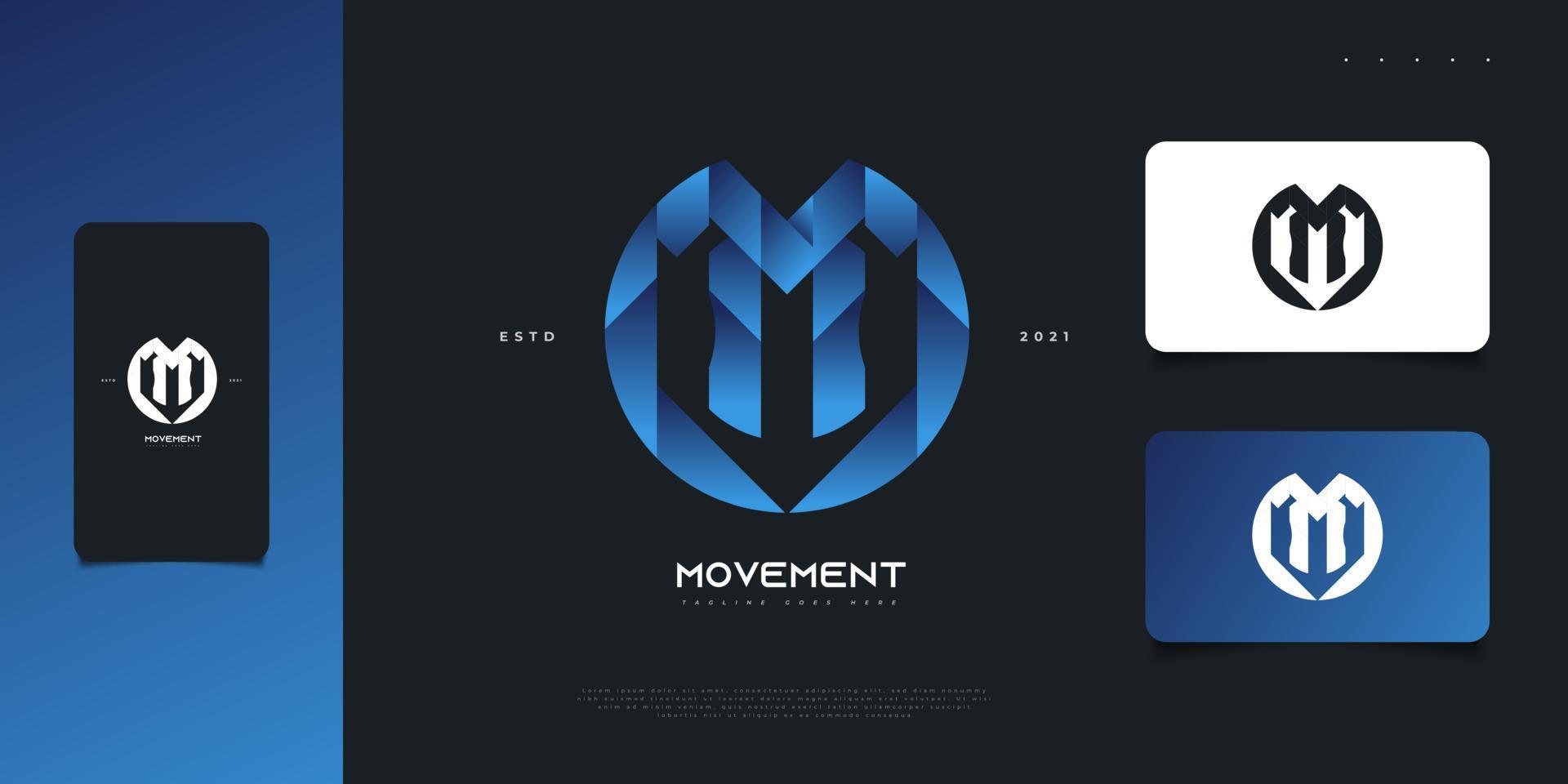 Modern and Abstract Initial Letter M and O Logo Design in Blue Gradient. MO or OM Monogram Logo, Symbol or Icon vector