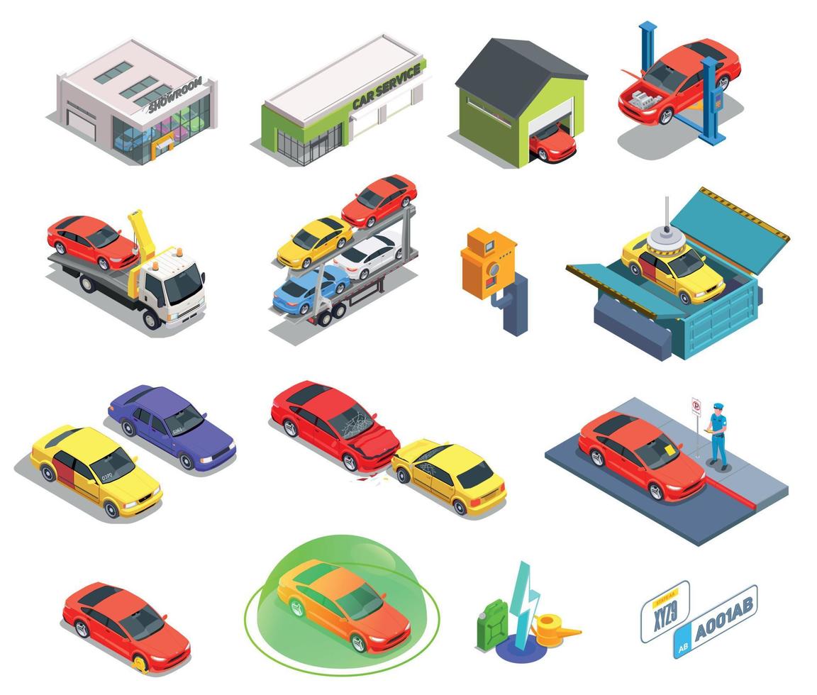 conjunto de iconos de uso del coche vector