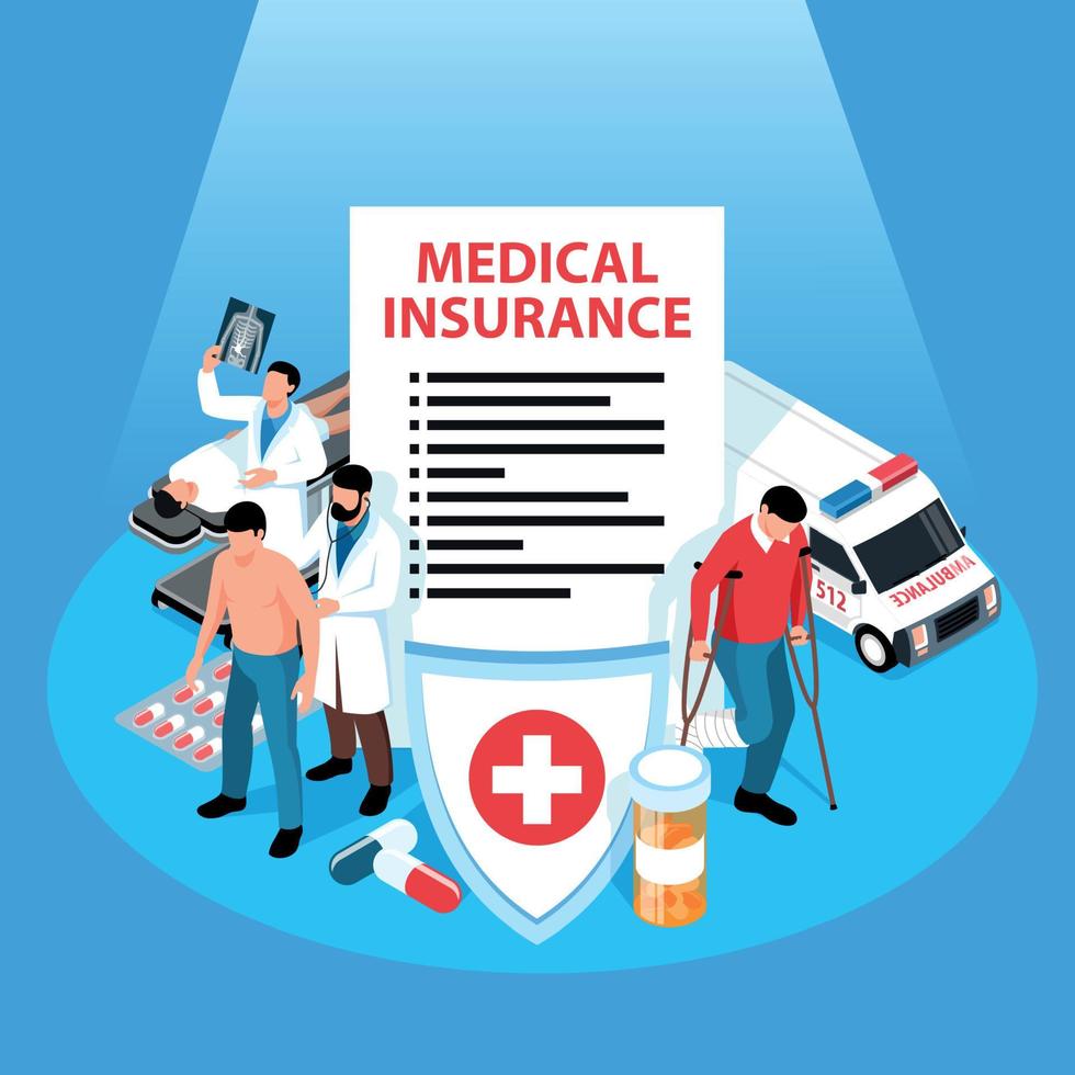 Isometric Medical Insurance Composition vector