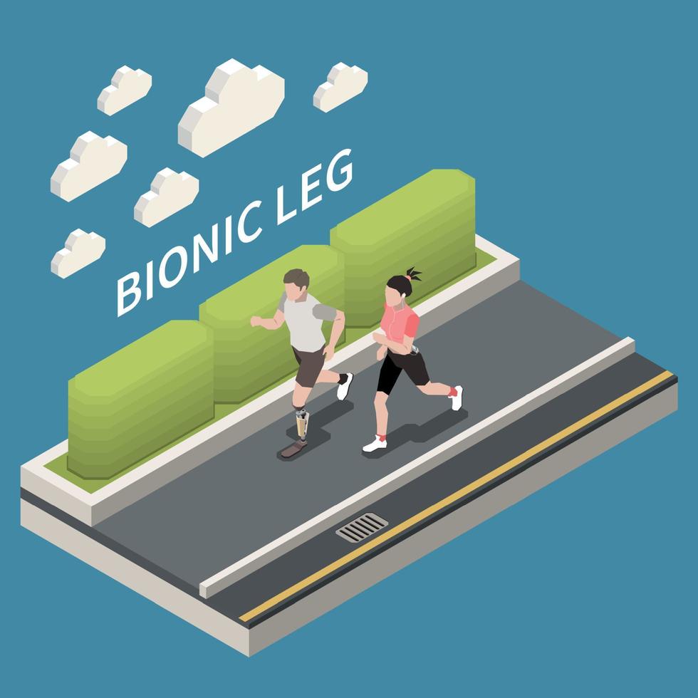 Bionic Leg Jogging Composition vector