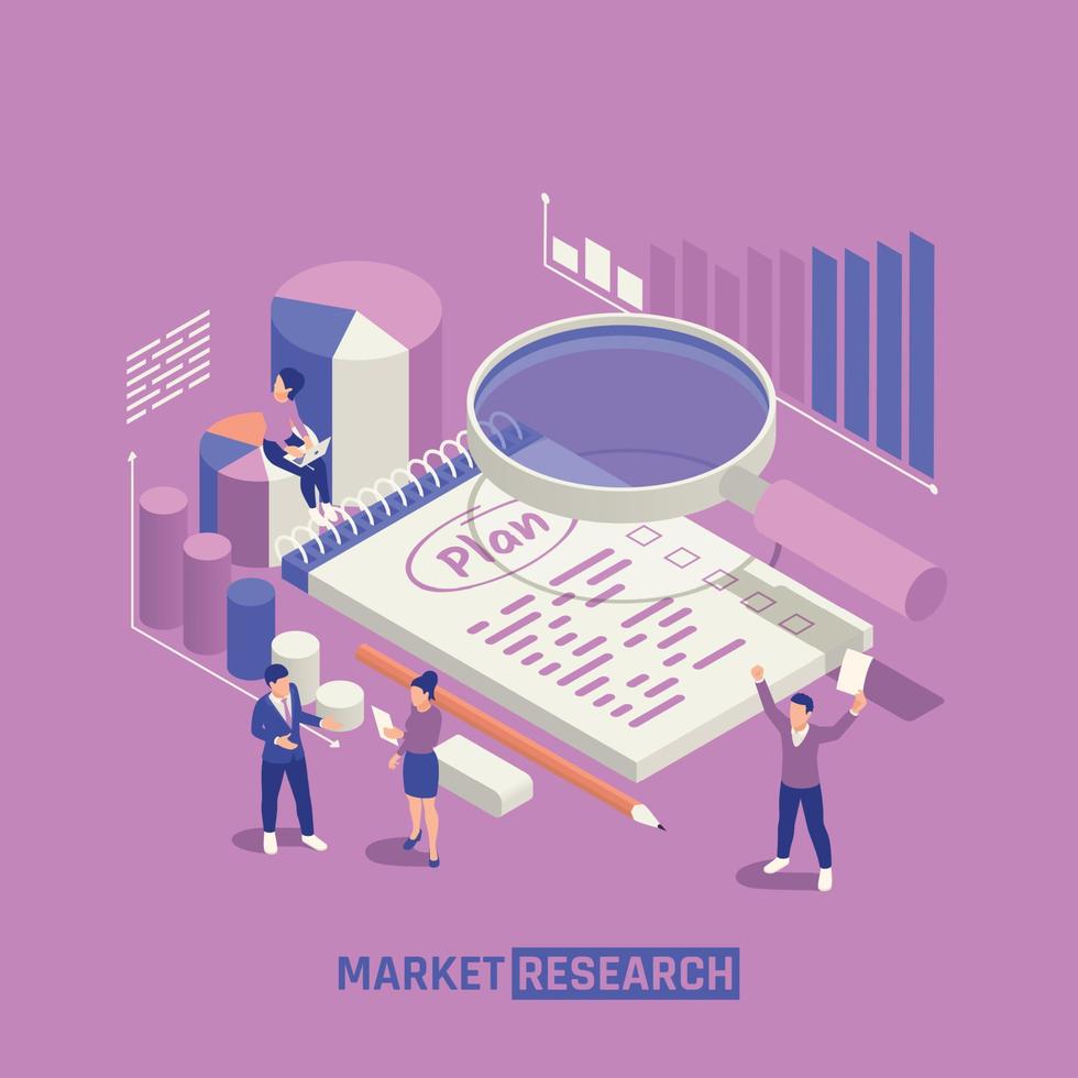 Market Research Isometric Composition vector