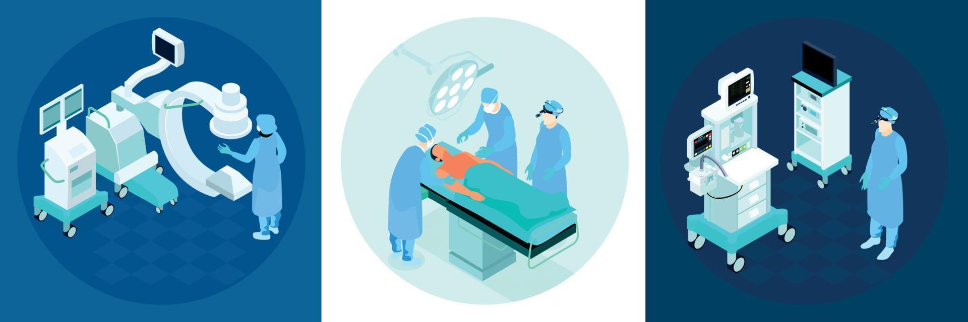 Operating Room Isometric Concept vector