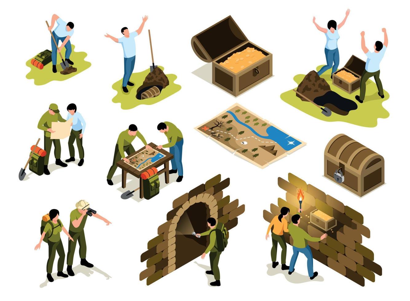 Treasure Hunt Icon Set vector