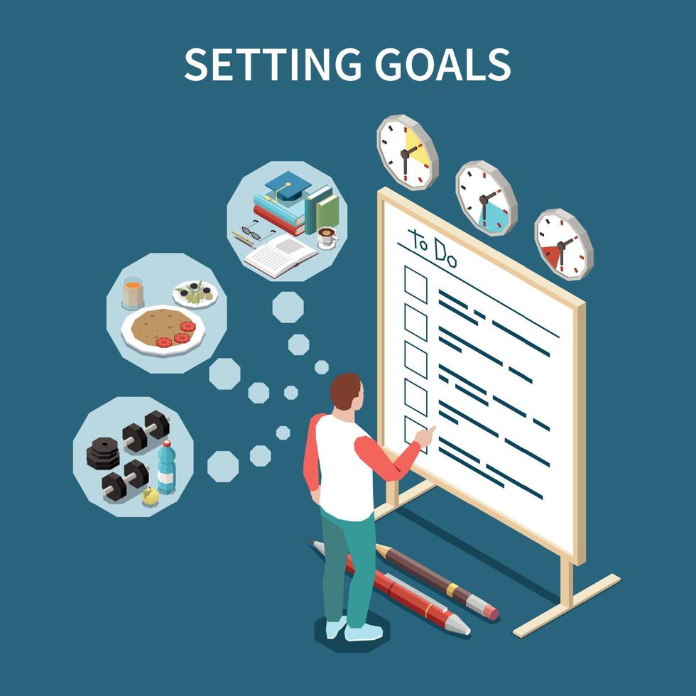 Setting Goals Isometric Composition vector