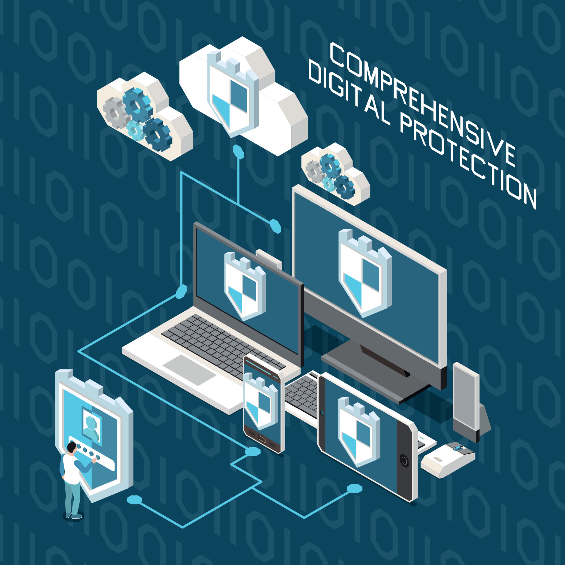 Comprehensive Digital Protection Composition 4216789 Vector Art at Vecteezy
