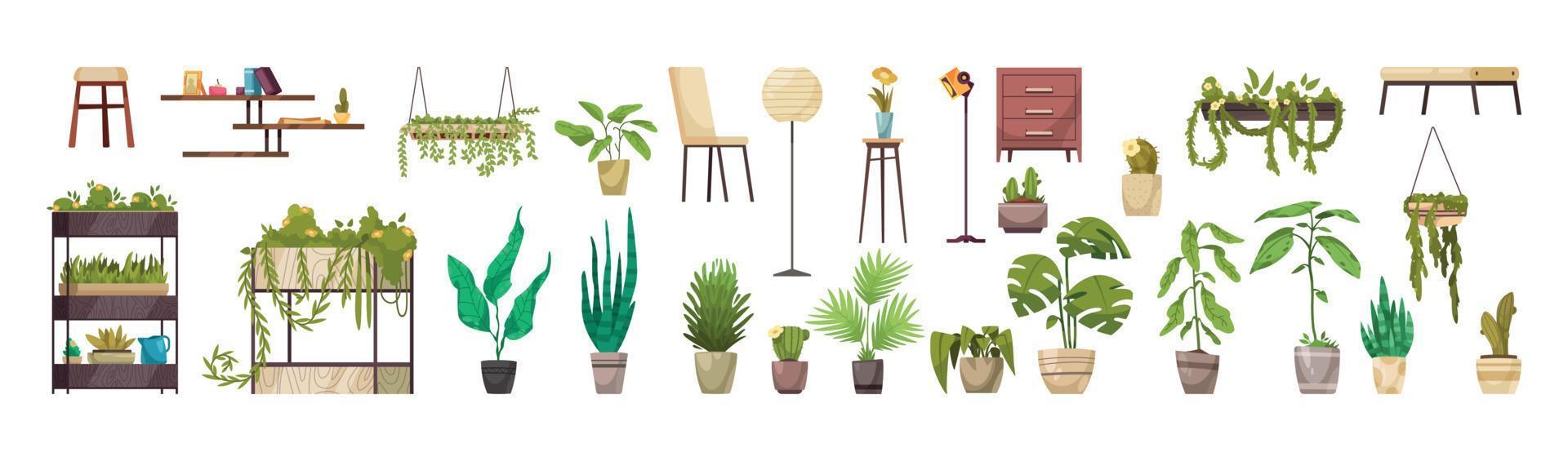 conjunto horizontal de plantas caseras vector